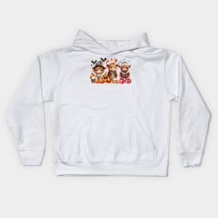 Happy Hallothanksmas Highland Cow #5 Kids Hoodie